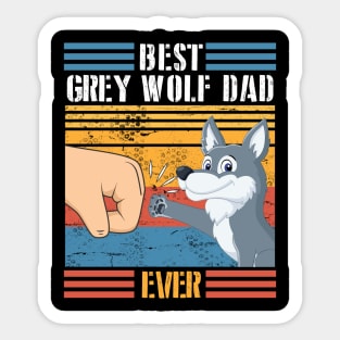 Grey Wolf Dog And Daddy Hand To Hand Best Grey Wolf Dad Ever Dog Father Parent July 4th Day Sticker